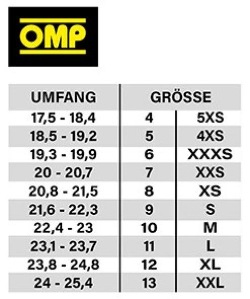 Handschuh KS-3 OMP Racing schwarz/weiß Gr. XXS